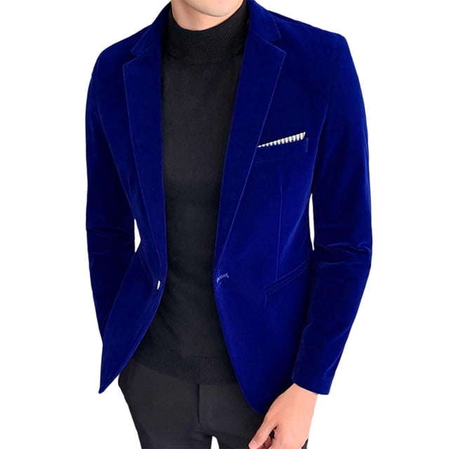 Bleu Royal Homme Velours Travail Bureau Formel Rendez-Vous Nuits Robes Soirée Modeste Détente Rave Veste Blazer Manteaux pour Hommes Uni Hiver Automne 2025 Vêtements m