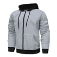 thumbnail image 1 of Pisexur Mens Winter Jacket Man Color Match Drawstring Zipper Pockets Hooded Coat Mens Winter Coat Windbreaker Jacket Warming Jacket, 1 of 3