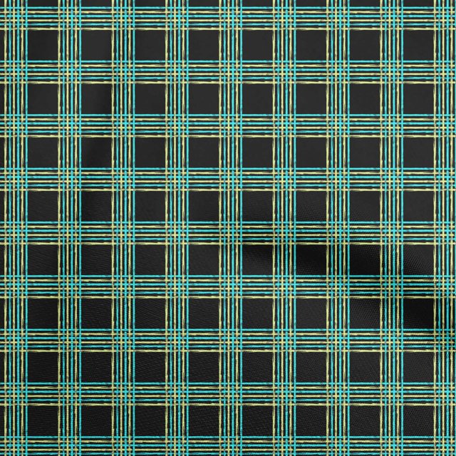 oneOone Polyester Spandex Black Fabric Check Sewing Material Print Fabric By The Yard 56 Inch Wide
