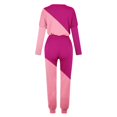 thumbnail image 5 of CHOK Womens Sport Set Long Sleeve Patchwork Color with Loose Cozy Petite Sweatpant Trendy Fall Winter Suits (X-Large  Pink), 5 of 5