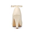 thumbnail image 3 of BLISSFUL STEP Chaussures pour Femmes Bout Rond Talon Aiguille Bride à la Cheville Escarpins Beige 6, 3 of 8