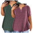 thumbnail image 1 of Timegard Hauts d'Été pour Femmes 2 Pcs Grande Taille Manches Courtes Col en V Échancré Tunique Confortable Chic Décontracté, 1 of 3