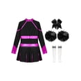 thumbnail image 4 of iiniim Enfants Filles Halloween Cheer Leader Costume Carnaval Cheerleading Robe de Danse Uniformes Tenues Rose Vif&Blanc 10, 4 of 5
