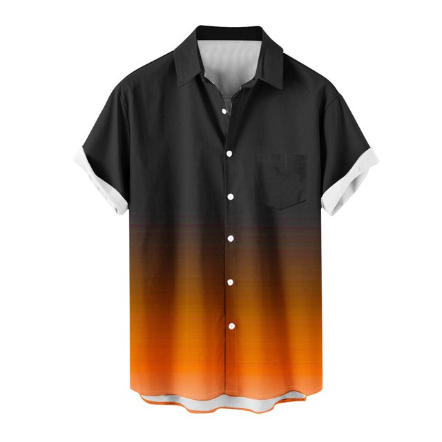 fatyb Button down Shirts for Men Short Sleeve Lightweight Beach Shirts Summer Gradient Collar Blouses