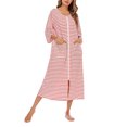 thumbnail image 1 of Faithtur Robe de Nuit d'Été pour Femme Grande Taille à Rayures Col Rond Fermeture Éclair Jupe de Sommeil, 1 of 7