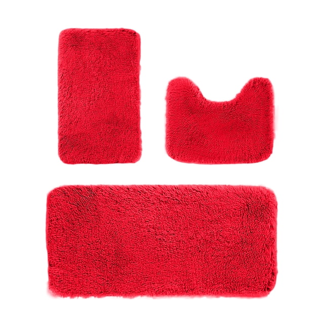 zanvin Solid Color Bath Mats 3 Set Bathroom Rugs for 3 Pcs Toilet Mats Universal Soft Comfortable Water Absorption Non-Slip Thick Machine Washable Easier To Dry Dark Bathroom Rug, Mom Gifts