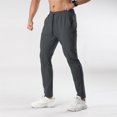 thumbnail image 2 of Ceisia Men Solid Color Loose Casual Pants Elastic Waist Drawstring Sports Gift Work Trousers, 2 of 6