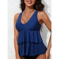 thumbnail image 4 of Charmo Ruffled V Neck Swim Tops for Womens Flowy Tankini Tops Padded Bathing Suit Tops(No Bottoms）, 4 of 7