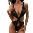 thumbnail image 2 of LSLJS Women's Sexy Solid Color Swimwear Slim Swimsuit Bikini Straped Swimsuits, 2 of 5