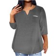 thumbnail image 1 of QIPOPIQ Plus-Size Tops for Women Summer V Neck T Shirts Color Block Raglan Tees Clearance, 1 of 5