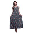 thumbnail image 1 of Bimba Robe Longue Maxi de Soirée pour Femmes en Rayonne à Imprimé Floral, Dos Nu, à Bretelles Spaghetti - Medium, 1 of 1
