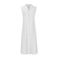 thumbnail image 5 of zanvin Robes d'Été, Mode Femmes Automne Uni Décontracté Col Rabattu Sans Manches Vacances Robe à Boutons, 5 of 5