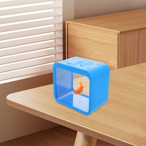 Raindrops Small Sky Blue Aquarium Fish Tank with Durable Construction and Built in Light