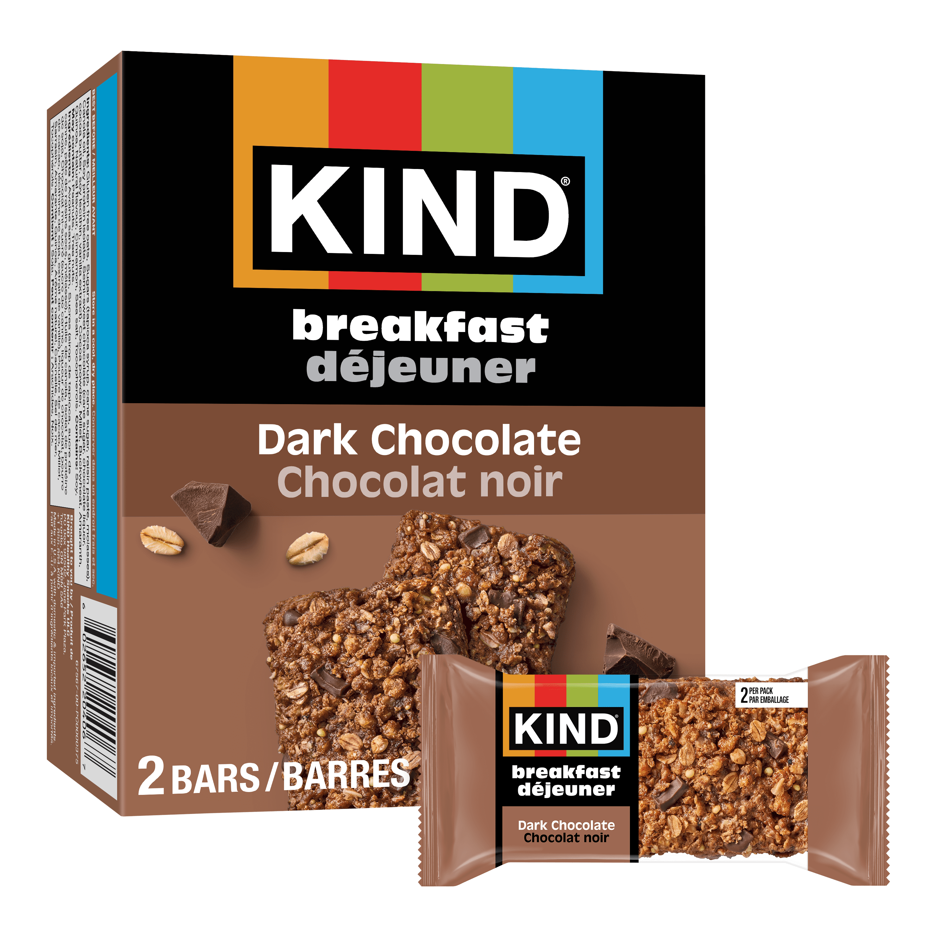 KIND Breakfast Bars, Dark Chocolate Cocoa, (50g), Box of 4 Bars