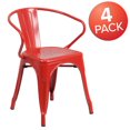 thumbnail image 4 of Commercial Grade 4 Pack Red Metal Indoor-Outdoor Chair with Arms, 4 of 9
