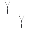 thumbnail image 1 of Transemion Handmade Clear Quartz Crystal Necklace Energy And Elegance Master StoneAdjustable Obsidian 2Set, 1 of 6