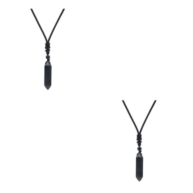 Transemion Handmade Clear Quartz Crystal Necklace Energy And Elegance Master StoneAdjustable Obsidian 2Set