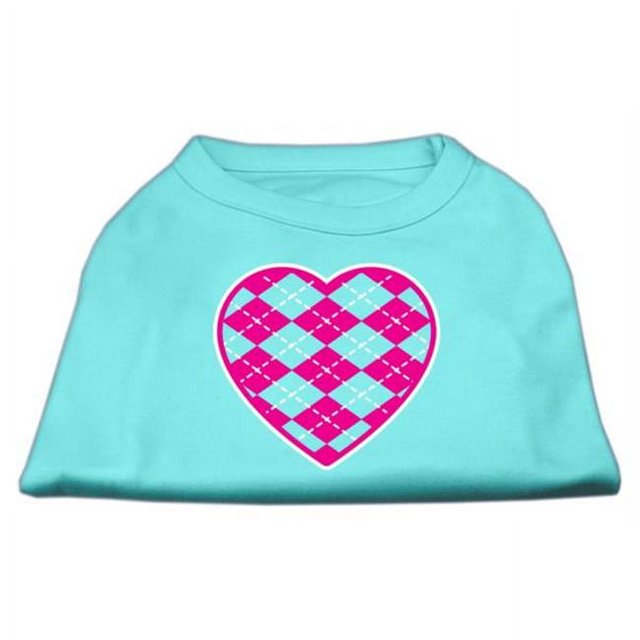 Chemise à Imprimé Sérigraphie Coeur d'Argyle Aqua XS (8)