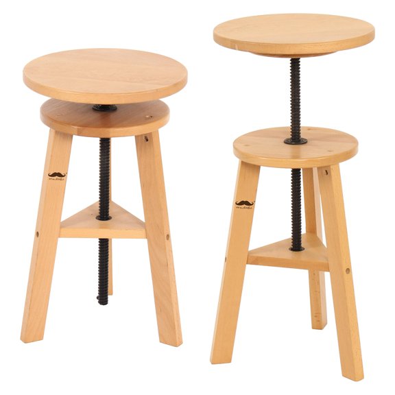 Tabouret Rond à Roulettes avec Roues, Siège en Cuir PU de 14,57 Pouces de Large, Chaise de Travail Pivotante à Hauteur Réglable, Tabourets de Dessin pour Bureau à Domicile, Salon, Spa