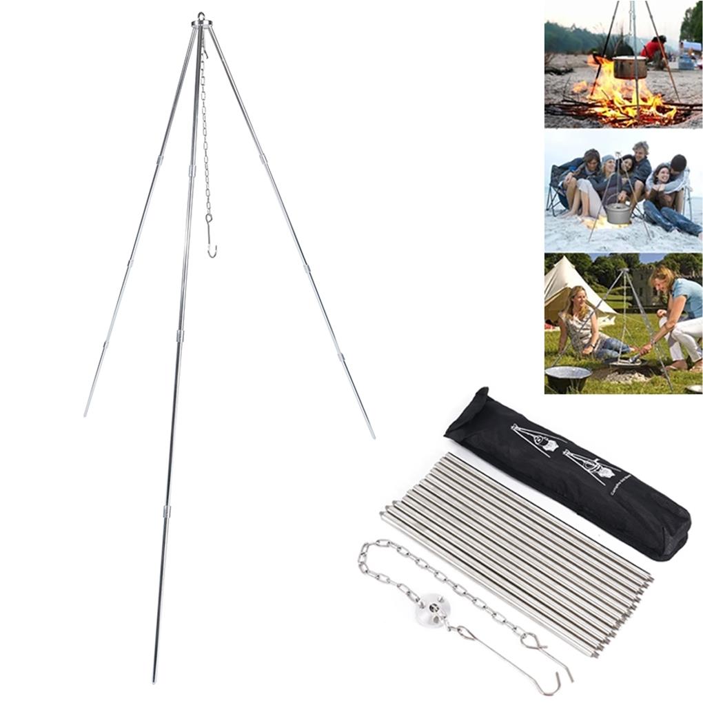 Youkk Trépied Allongé 4 Sections pour Réchaud de Camping, Trépied de Cuisson Extérieur, Support de Pot Portable et Solide