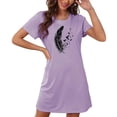 thumbnail image 4 of Tnhcen Robe Grande Taille à Imprimé Mignon, Manches Courtes, Col Rond, Vêtement de Nuit, Polyester Spandex Extensible, P-2TG, pour Détente Quotidienne/sommeil Confortable, 4 of 7