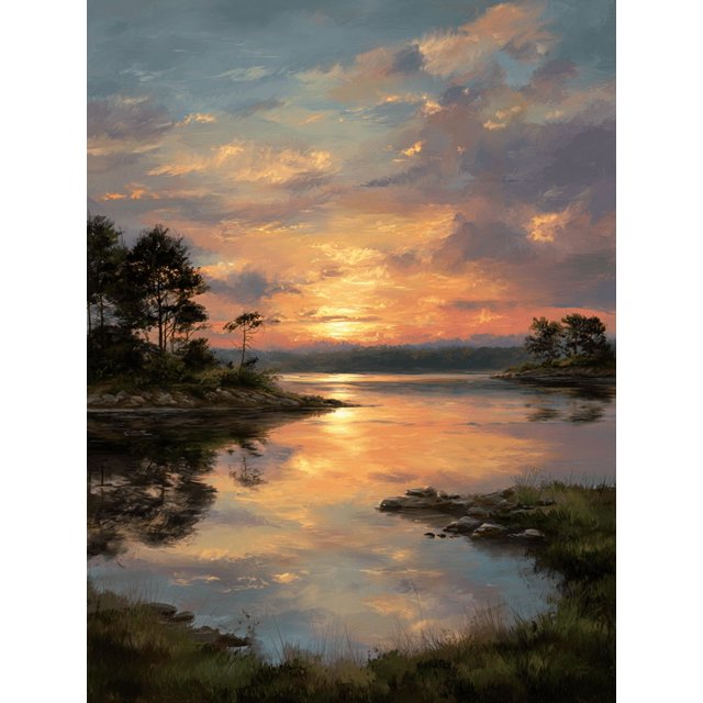 Qisvanset Vibrant Sunset Gradient Abstract Canvas Print 12x16 Inch Lobby Wall Art