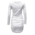 thumbnail image 3 of 2025 Robe Élégante à Manches Froncées, Robe Queue à Col en V, Robe à Manches Longues pour Femmes, Invitée de Mariage, Longue Robe Colorée, Robes Longues Unies pour Femmes, Formelle, Mini pour Femmes, 3 of 4