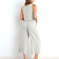 thumbnail image 3 of Fankiway Ensemble 2 Pcs Mode Femme Col Rond Uni Sans Manches Blouse + Pantalon Ample à Poches Ensembles Vêtements d'Entraînement pour Femmes Ensembles de Vêtements pour Femmes, 3 of 7