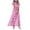 H-Hot Pink, variant on Stylish Women's Casual Swing Dresses Long Chiffon Floral Ruffle Short Sleeve V Neck Flowy Fashionable Waist Dress for Everyday Wear