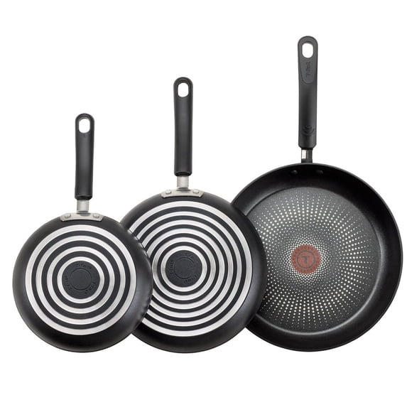 T-fal Ensemble de 3 Poêles, Aluminium Forgé de Forte Épaisseur avec Revêtement Antiadhésif en Titane, Va au Lave-Vaisselle