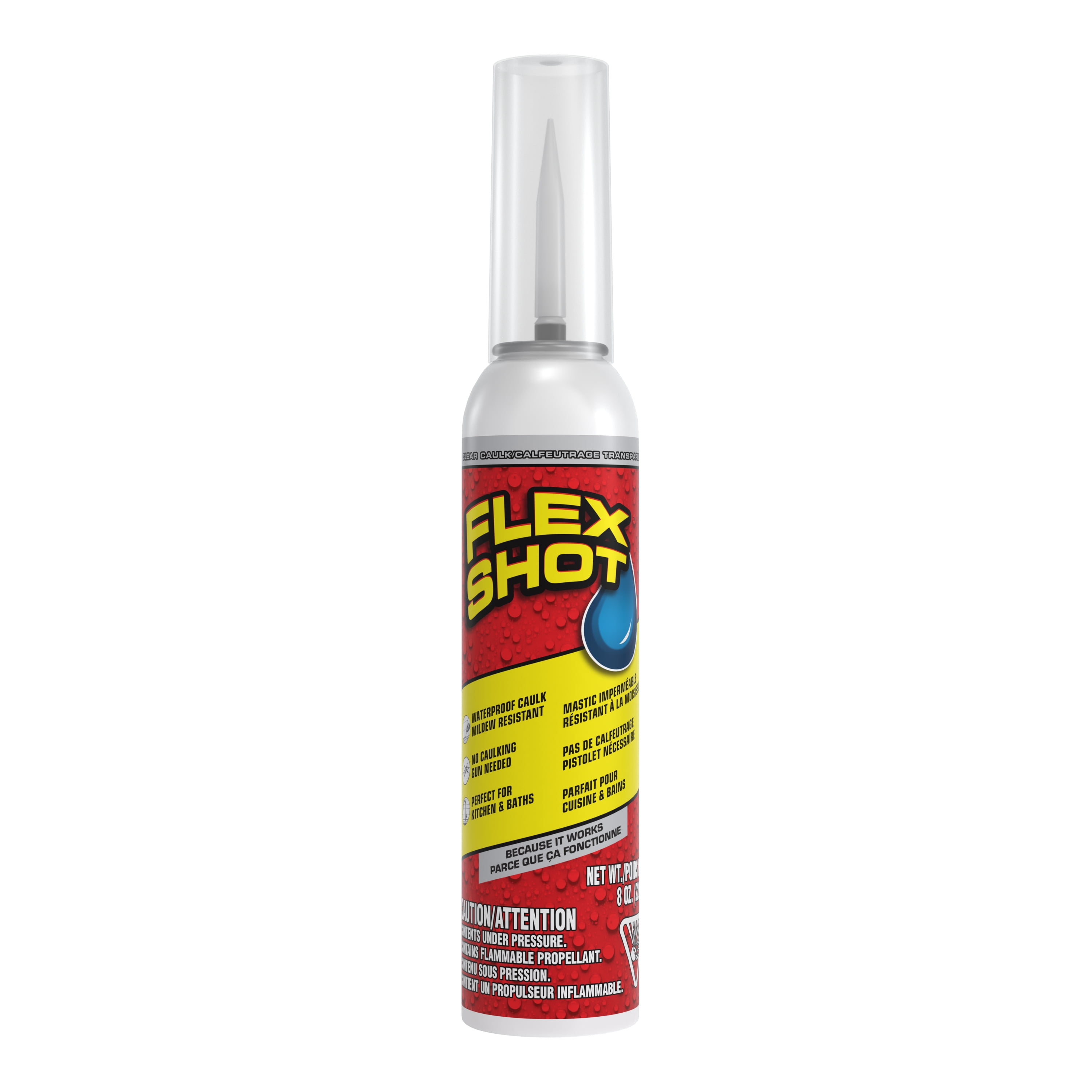 Flex Shot Transparent 8 oz Adhésif Mastic en Caoutchouc Épais