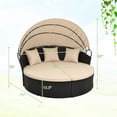 thumbnail image 3 of Costway Lit de Jour Rond pour Patio Extérieur avec Auvent Rétractable Coussins Coussins Décoratifs pour Pelouse Noir+beige, 3 of 9