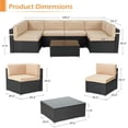 thumbnail image 2 of YODOLLA 7-Piece Patio Furniture Set, Black Rattan Wicker Outdoor Sectional Sofa Couch with Table Patio Conversation Set for Lawn& Backyard In Beige, 2 of 7