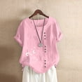 thumbnail image 2 of Pompotops T-Shirt Décontracté Ample en Lin pour Femmes Grande Taille Quotidien Boho Tunique, 2 of 4