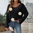 thumbnail image 2 of Pisexur Chandails pour Femmes Chandails à Manches Longues à Col Ras du Cou Chandail Tricoté Uni pour Femmes Chandails Décontractés Amples d'Automne Hauts Blouse Tendance Chandails à Imprimé Floral pour Femmes, 2 of 4