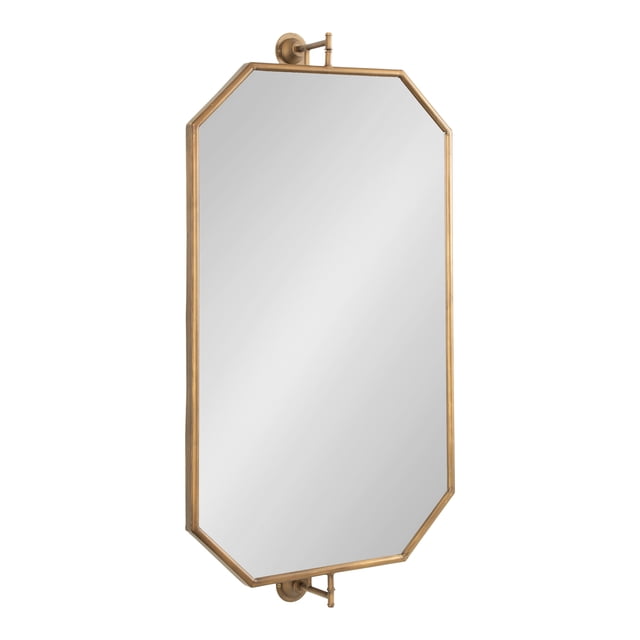 Kate and Laurel Darbridge Miroir Pivotant Octogonal en or, Mesurant 24 X 47 Pouces. Ce Miroir Mural Présente un Cadre en Fer Doré antique avec une Forme Octogonale Propre et un Support à Tige Pivotante pour des angles Ajustables. Idéal pour la Déco de la Maison, Il Peut Être Suspendu Verticalement Ou Horizontalement dans les Salles de Bain, les Chambres Ou les Espaces de Vie.