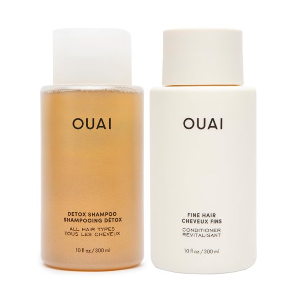 OUAI Detox Shampoo & Fine Hair Conditioner Bundle - Clarifying Shampoo for Build Up, Dirt, Oil, Product and Hard Water & Volumizing Conditioner for Fine Hair (2 Count