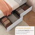 thumbnail image 3 of Bingirl Beige and White Upholstered King Bed Frame with Adjustable Headboard, 4 Storage Drawers, Button Finish Design, No Box Spring Needed, Noise-Free, and Easy Assembly, 3 of 7