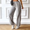 thumbnail image 5 of Womens Elastic Waist Wide Leg Casual Work Pants with Pockets, 5 of 5