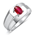 thumbnail image 3 of RYLOS Men's Rings 14K White Gold Ring Classic Solitaire 7X5MM Oval Shape Gemstone Designer Band Ruby July Birthstone Rings For Men Size 12, 3 of 7