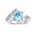 thumbnail image 1 of RYLOS Rings for Women Sterling Silver Greek Key Designer Ring 9X7MM Gemstone & Diamond Ring December Blue Topaz Jewelry Size 5, 1 of 7
