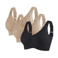 thumbnail image 1 of 3 Pack Women Plus Size Push-Up Bras No Underwire T-Shirt Bralettes Ribbed Full Coverage Sports Everyday Bras Multicolor, 38/85BCD, 1 of 7