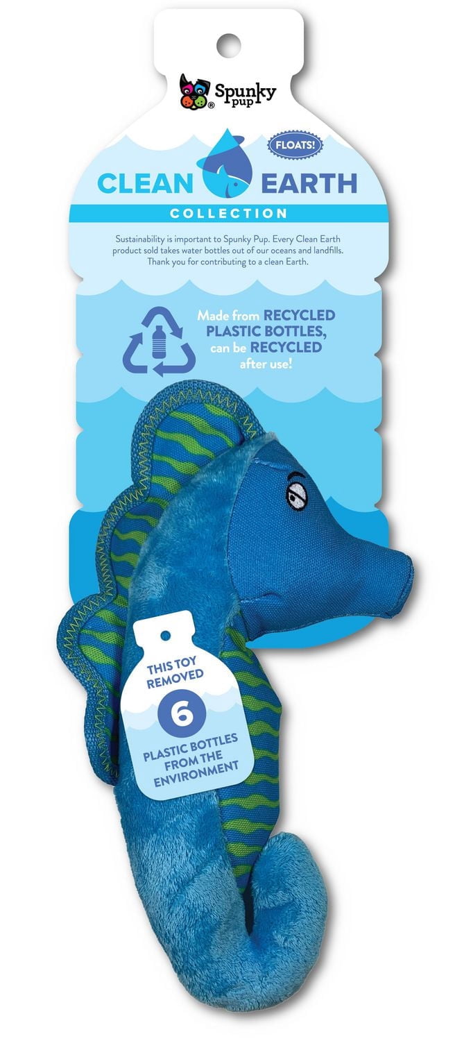 Clean Earth Plush - Jouet pour chien hippocampe 100 % durable