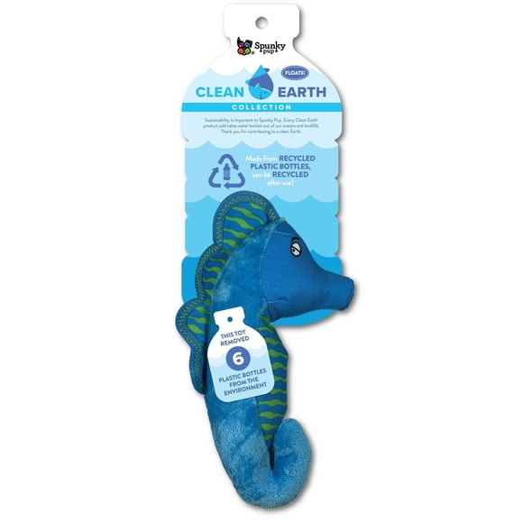Clean Earth Plush - 100% Sustainable Seahorse Dog Toy