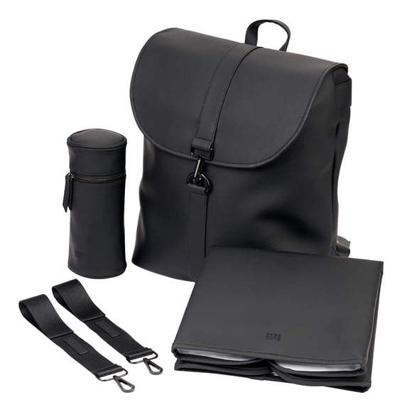 Bababing Sorm Unisex Changing Bag - Stylish and Practical Backpack with Straps - 100% Waterproof Black PU Rubber - Large Capacity for All Baby Accessories - Ideal for Fashion-Forward Parents on the Go