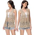 thumbnail image 4 of Women's Floral Crochet Lace Trim Open Front Cardigan, 4 of 5