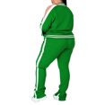thumbnail image 4 of MAWCLOS Women Plus Size Slim Leg Sweatsuits Running Long Sleeve Jacket+Sweatpants Green XXXL, 4 of 5