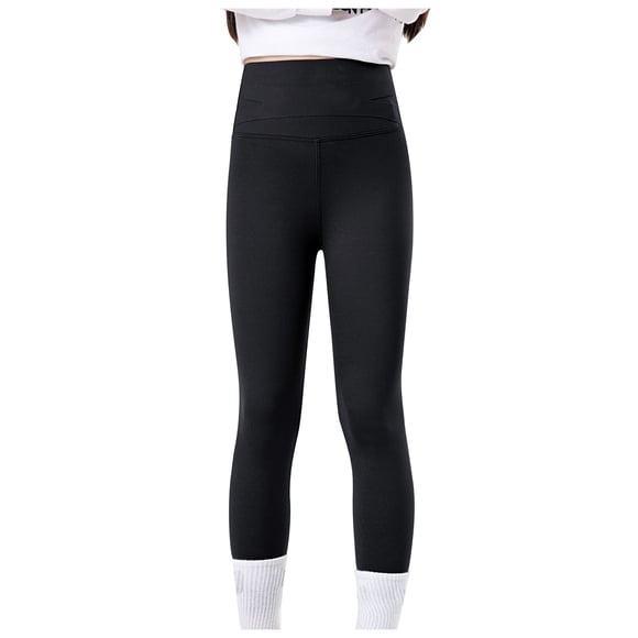 MIASHUI Girls Athletic Leggings High Waist Kids Pants Yoga Active Dance Running Tights,Black,9-12 Years
