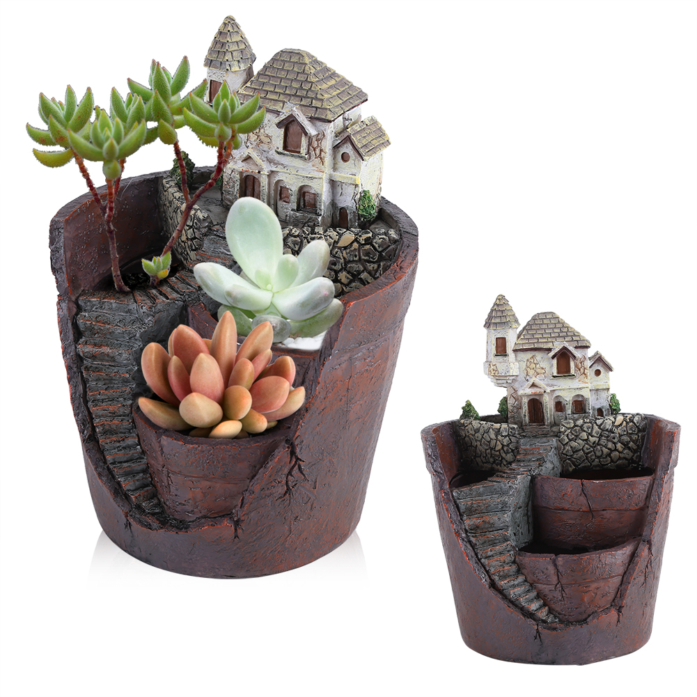 Garosa Creative Resin Succulent Plant Pot Container Herb Flower Basket Planter Home Garden Decor, Flower Pot, Resin Plant Pot