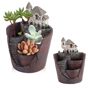 Garosa Creative Résine Succulent Pot Pot Planter de panier de fleurs Herb Jardin Décor, Pot de fleurs, Pot végétal de résine